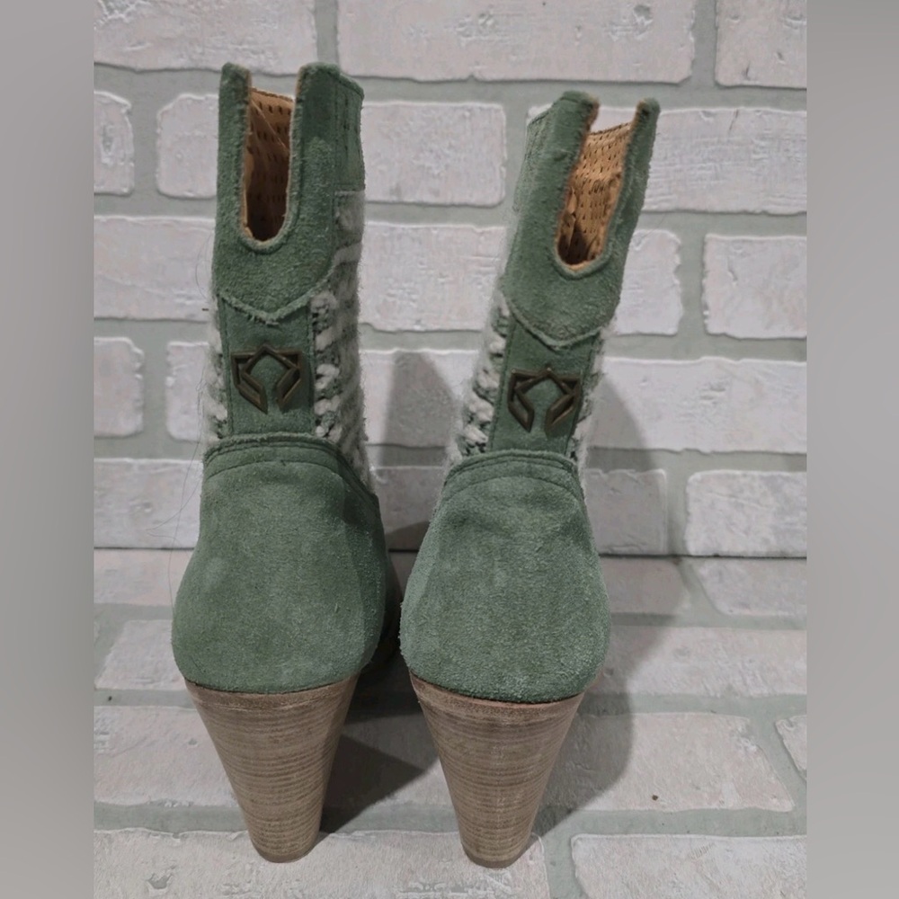 Cobra Society Otto Ankle Sage Green Suede White and Green Textured Shaft size 39 - Picture 4 of 11